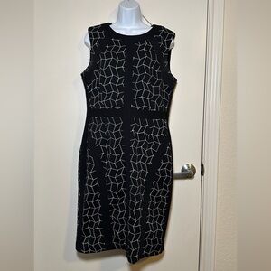 Donna Morgan Black and White Patterned Midi Dress